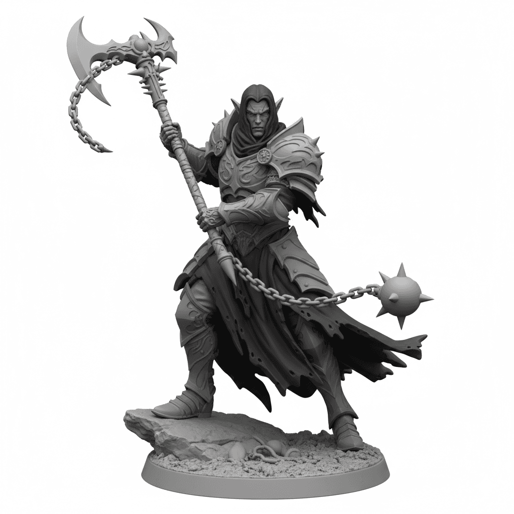 Dark Elf Executioner Chain Glaive Premium STL 3d model