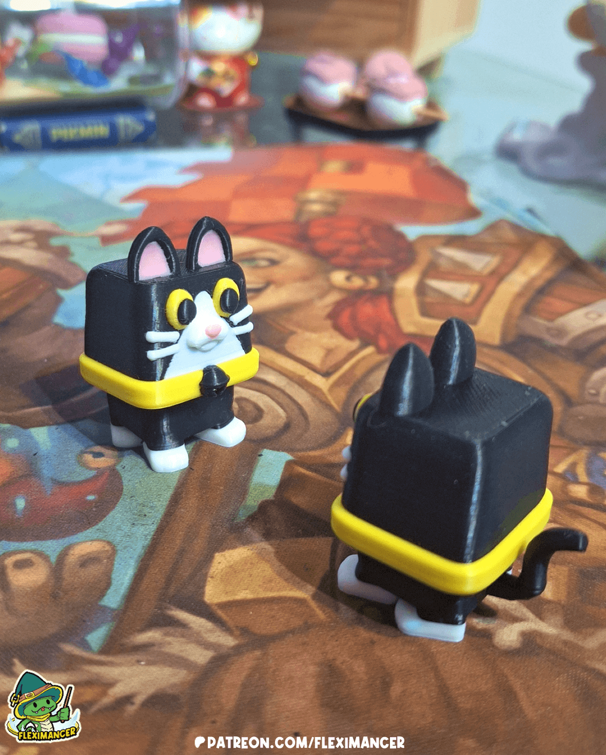 Tuxedo Block Cat | Clicker | Multicolor 3d model