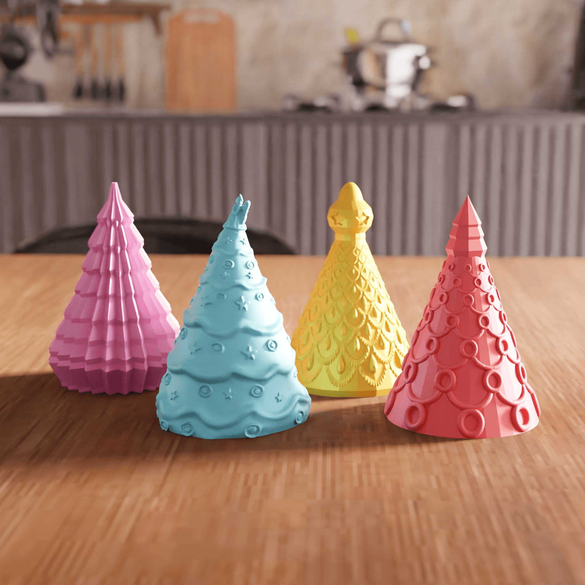 Minimalist Stylized Christmas Tree Set V1 3d model