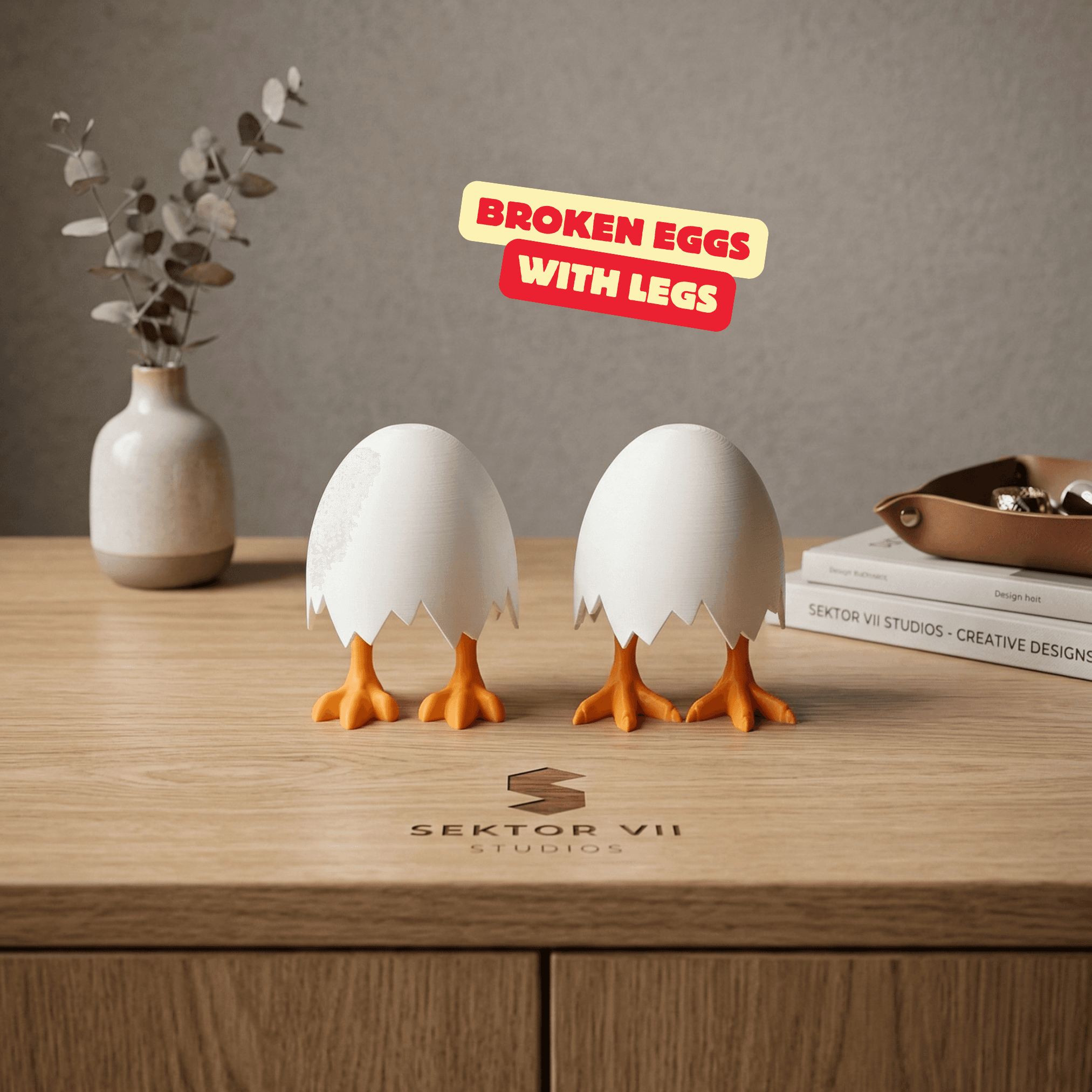 BROKEN EGGS WITH LEGS / MODERN EASTER DECOR / CUTE DECOR / EASTER GIFT / DISPLAY PIECE 3d model