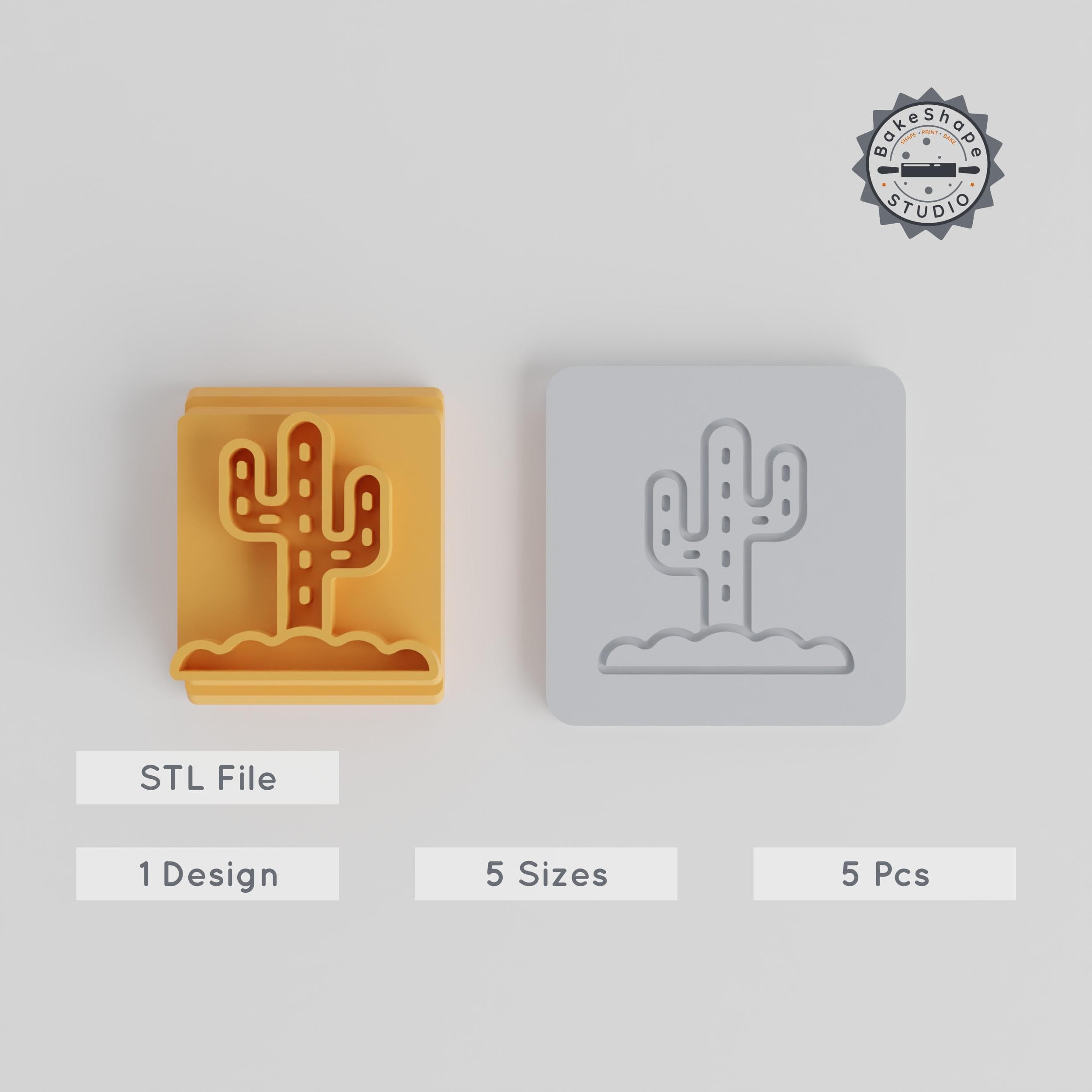 Cactus in Ground Stamp Tile Set, 5 Motif Sizes, Perfect for Clay, Cookies, Fondant & Soft Materials PRODUCT_1567 3d model