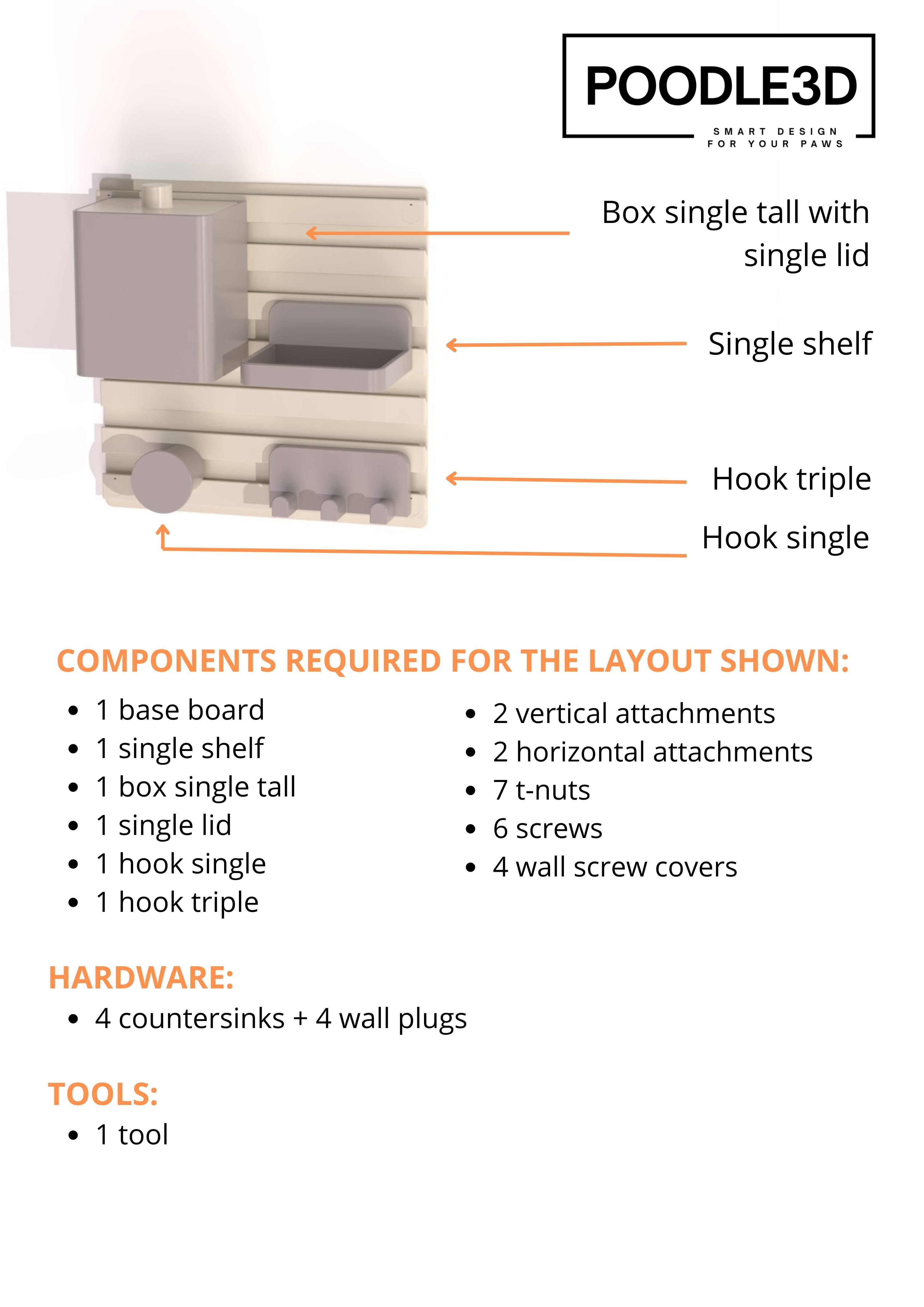 PAWZONE: MODULAR WALL ORGANIZER 3d model