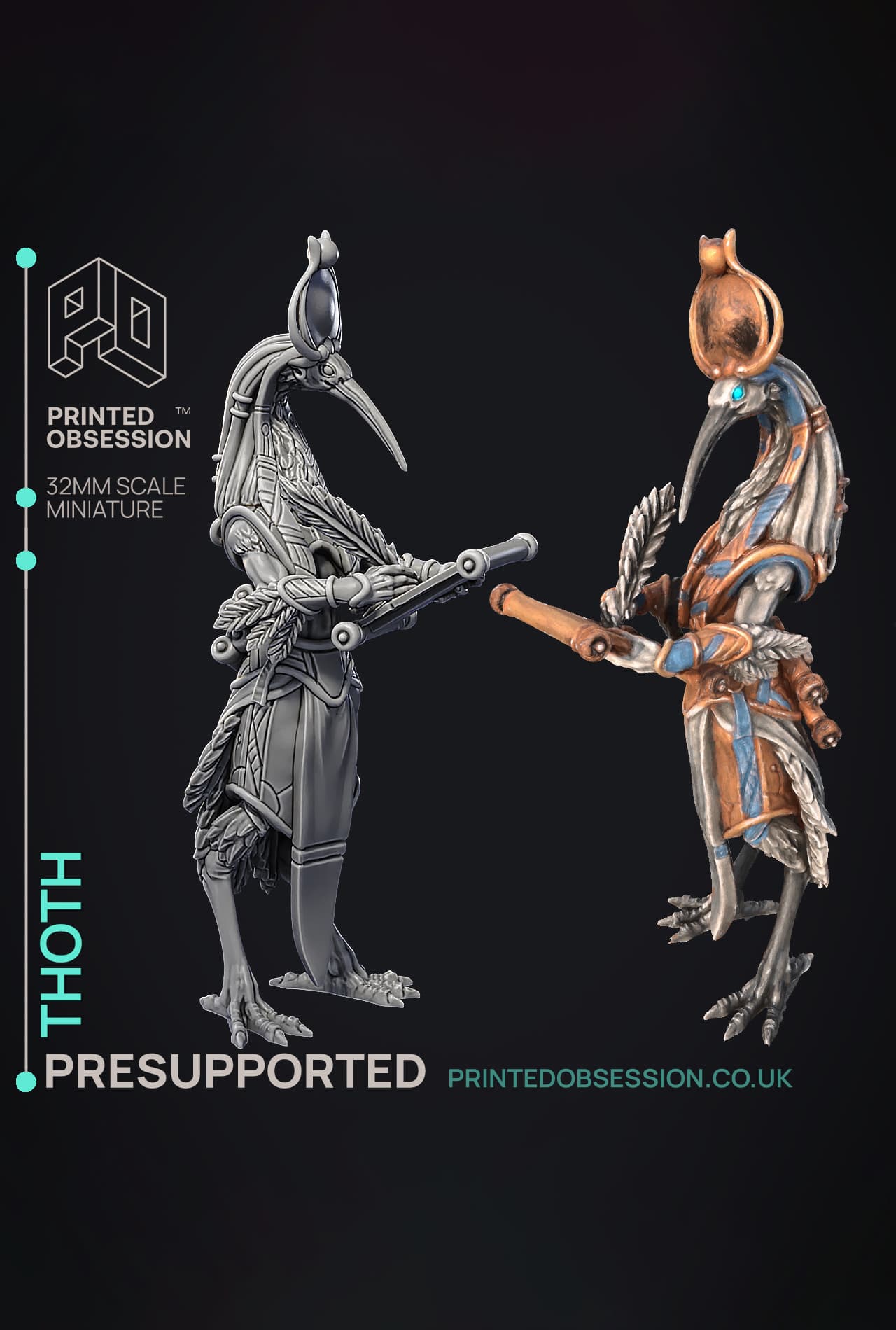 Thoth - God of Knowledge - Court of Anubis - PRESUPPORTED - Illustrated and Stats - 32mm scale 3d model
