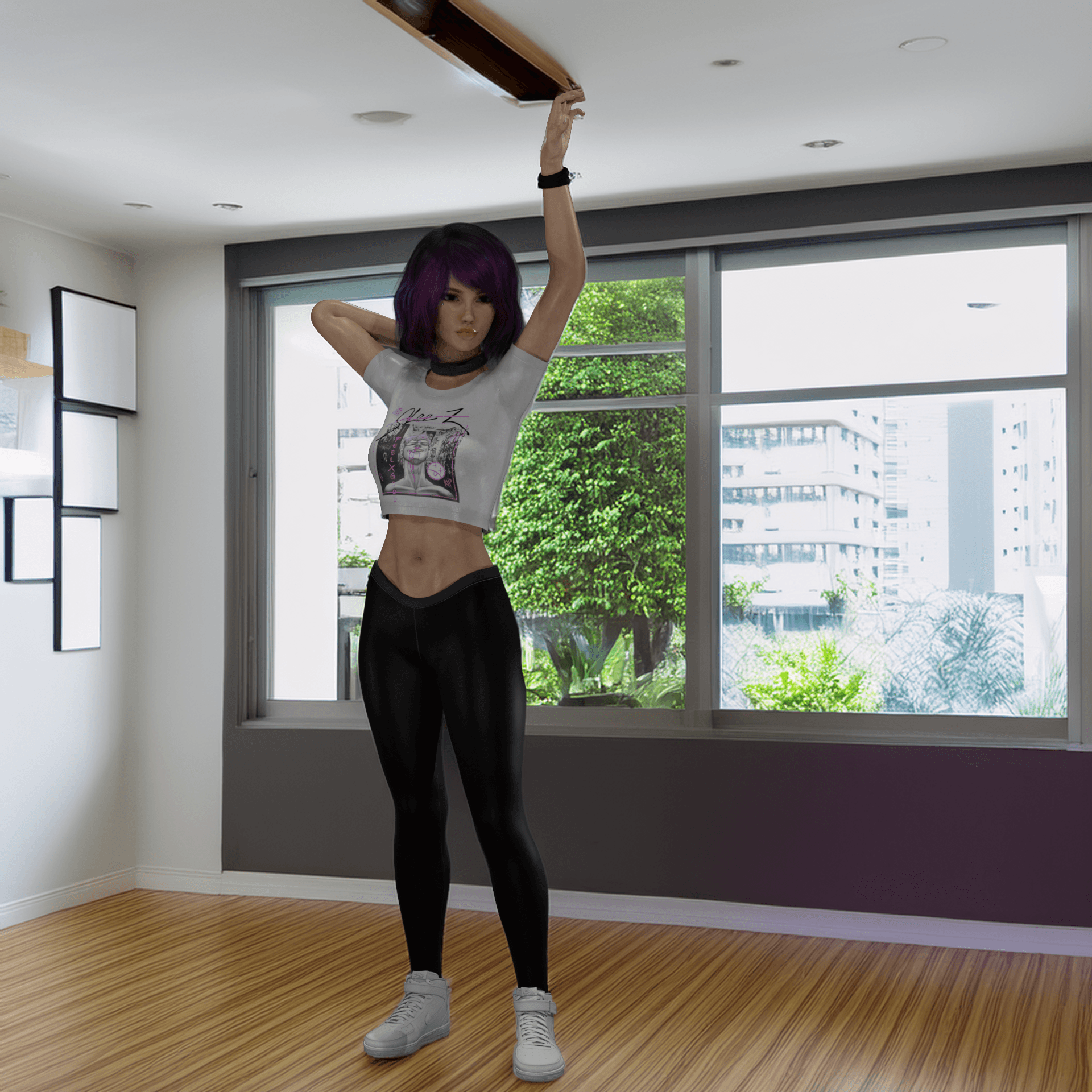 Pelo Sexy Girl Stretching v2 3d model