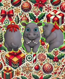 Christmas Hippopotamus Ornament 3d model