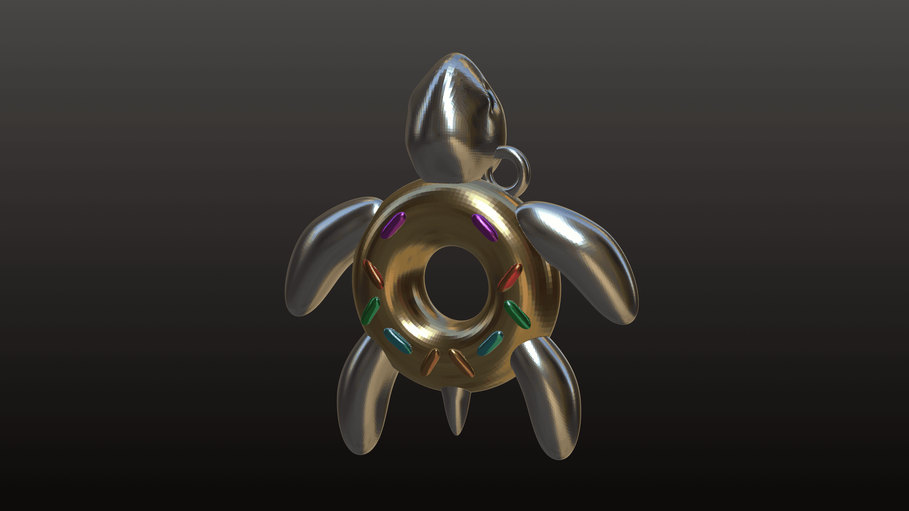 DONUT TURTLE CHARM/KEYRING 3d model
