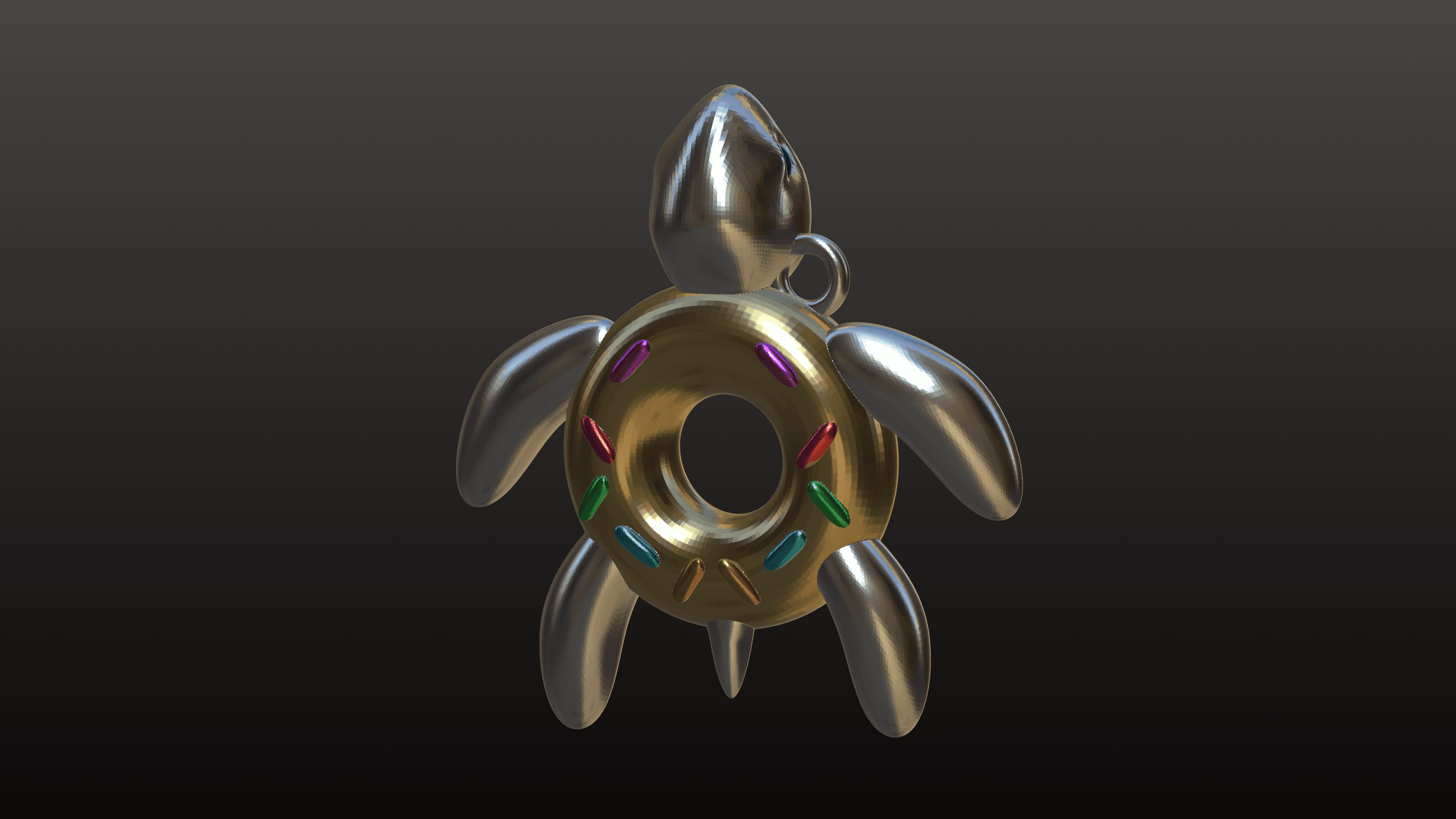 DONUT TURTLE CHARM/KEYRING 3d model