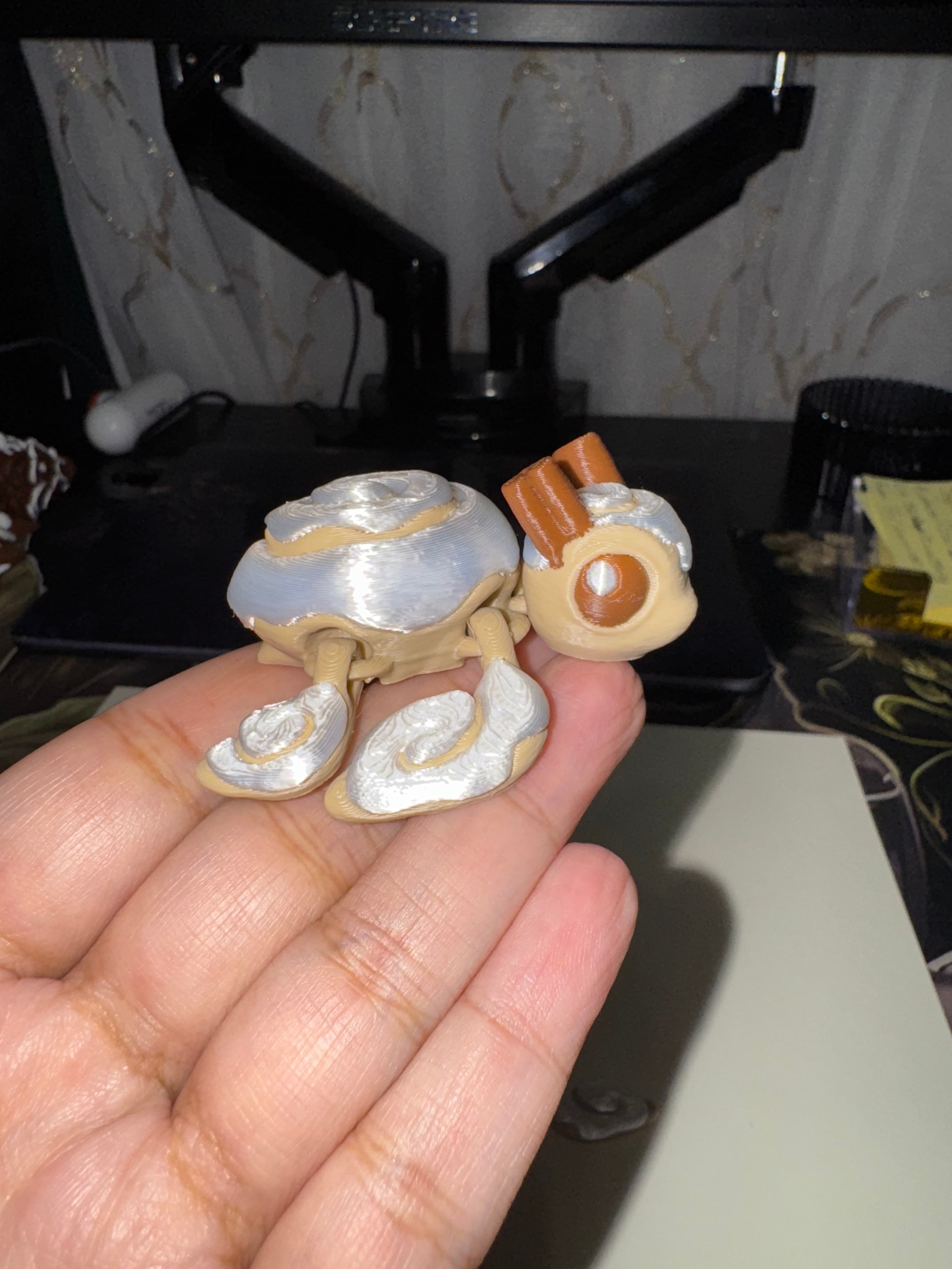 I'm so in love with these little guys fresh off the plate. I scaled them down to 56%, and they work just fine. I used Sunlu PLA+ for these, in the colors Oak, Chocolate, and their White Silk PLA+.