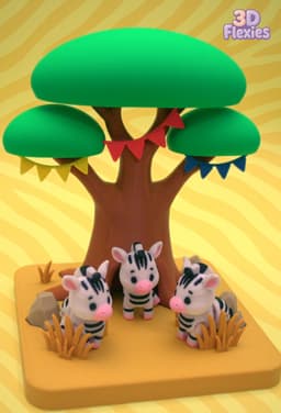 Zebra Savannah Tree 3d model