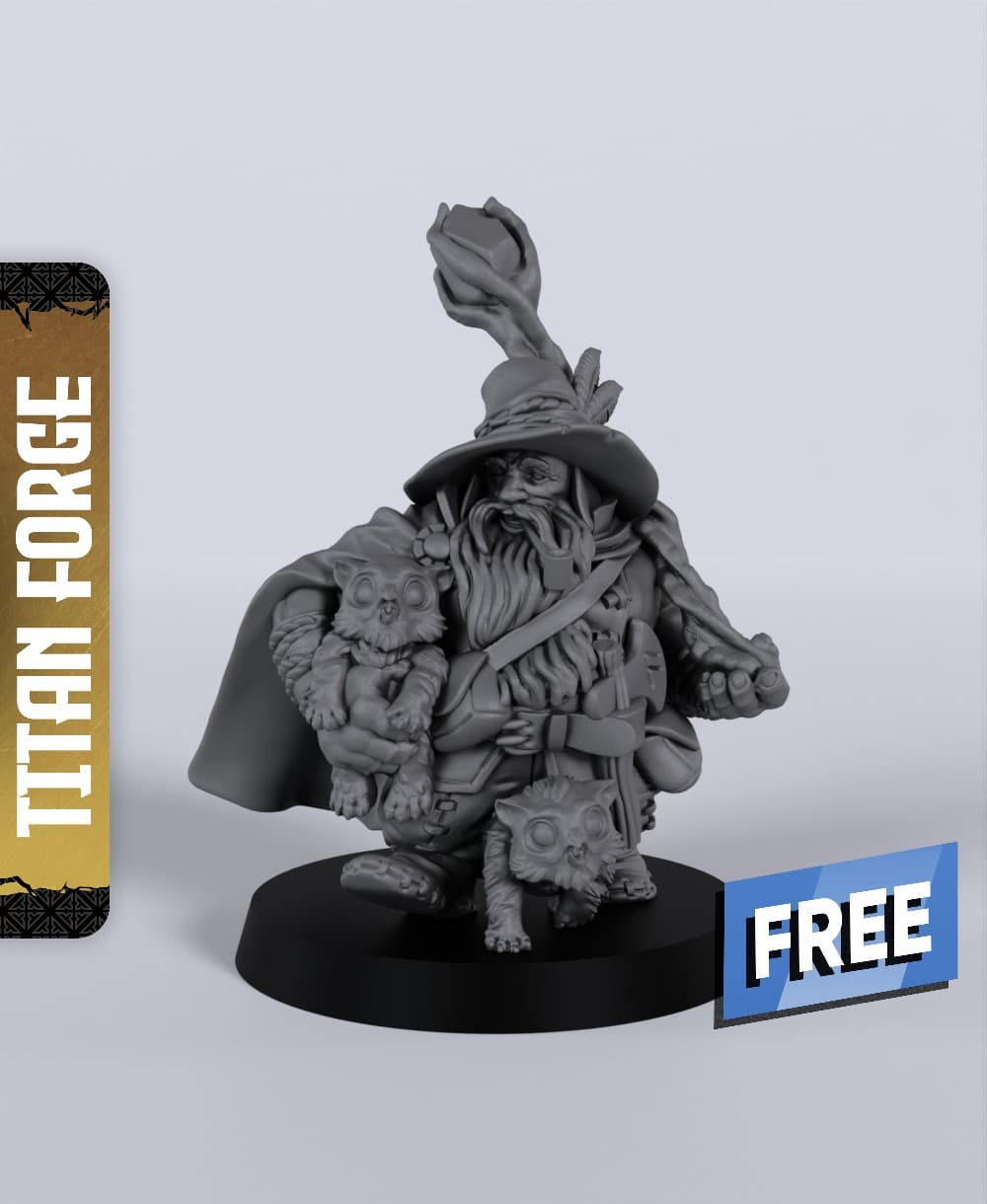 Dwarf Male Druid - With Free Dragon - 5e DnD Inspired for RPG and Wargamers 3d model