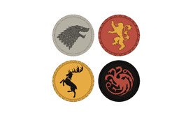 Game Of Thrones Set Of 6 Multicolor Coasters With Base 3d model