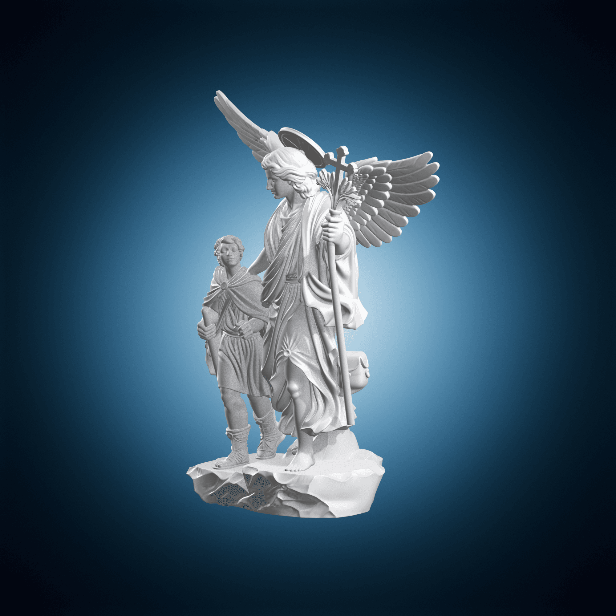 Saint Raphael Holding Staff 3d model
