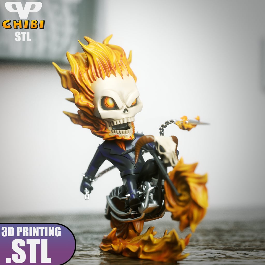 Ghost Rider Chibi STL for 3D Printing ChibiSTL 3DXM 3d model