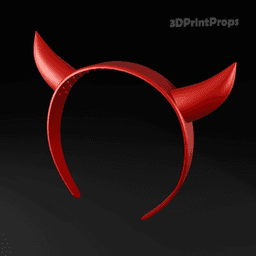 Red Devil Horns on a Headband 3d model