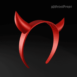 Red Devil Horns on a Headband 3d model