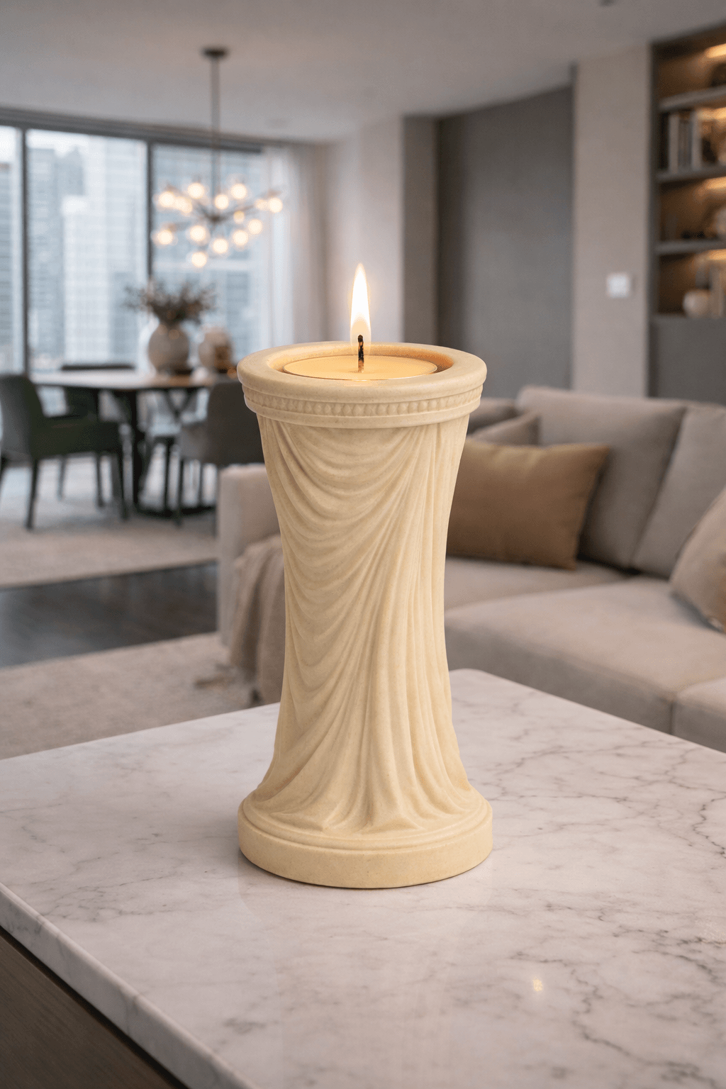 Elegant Draped Column Candle Holder STL 3d model