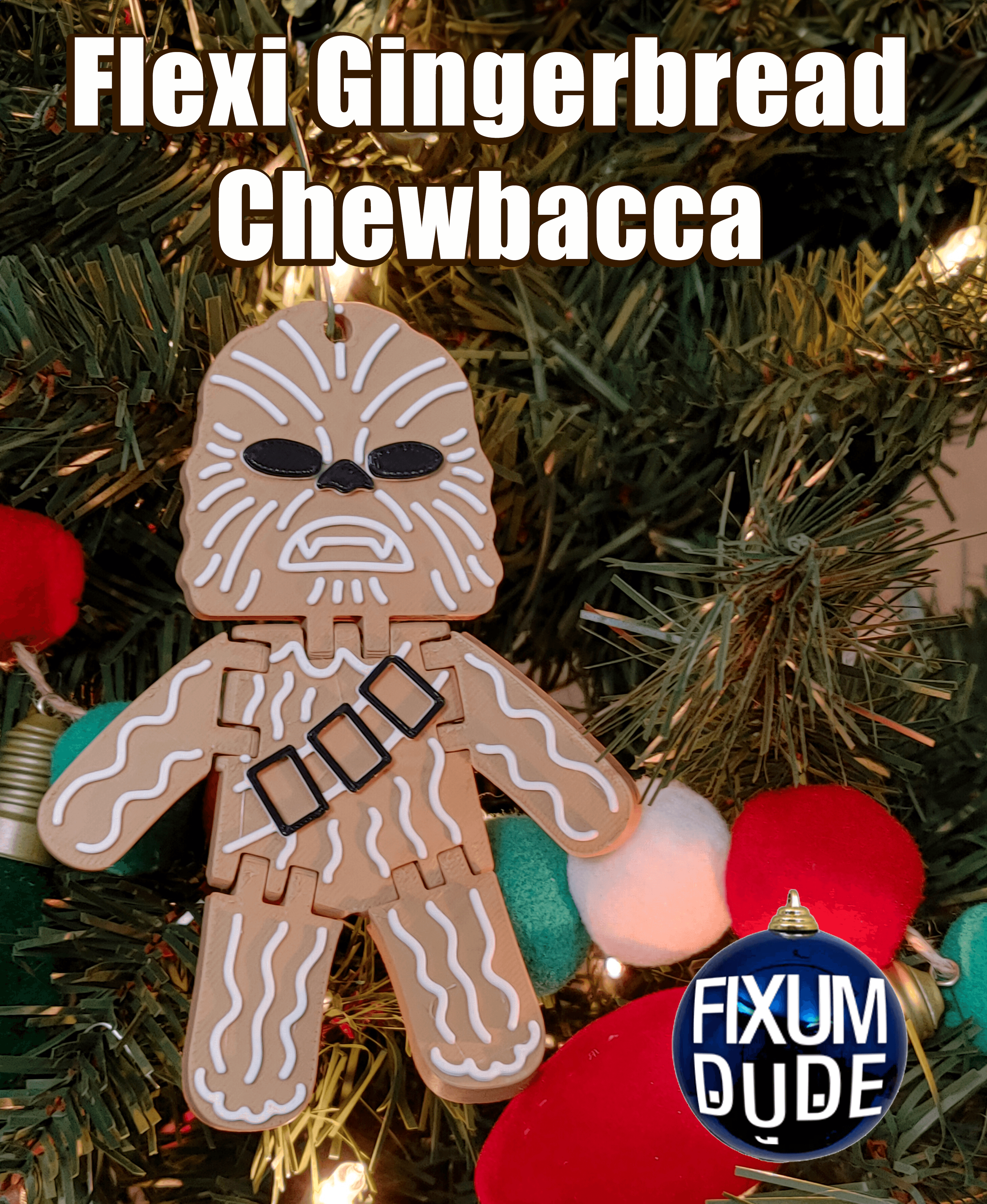 Flexi Gingerbread Chewbacca Ornament 3d model