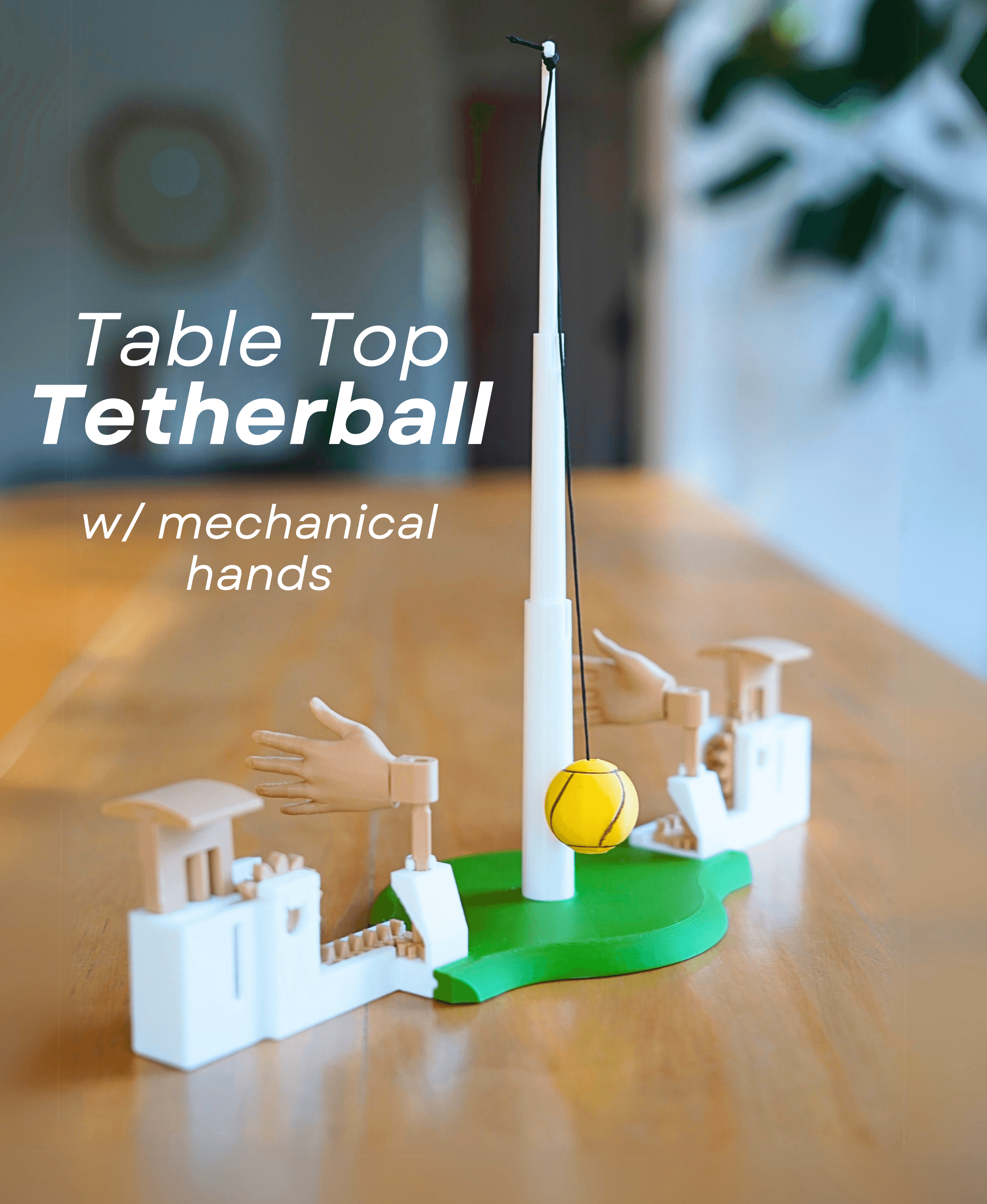 Table Top Tetherball - With Fully Functional Mechanism Hands - Desktop Game 3d model