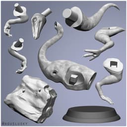 Gallimimus Sculpture Dinosaur Miniature 3d model