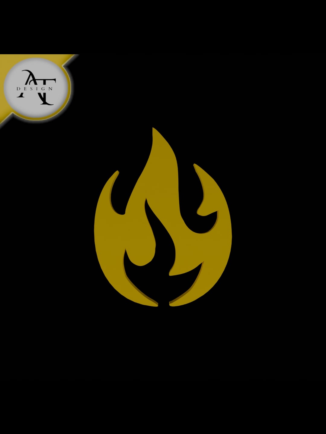 Simple Flame Symbol - 2D Art 3d model