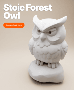 Owl Guardian Bust (Whimsical Clay Style) 3d model