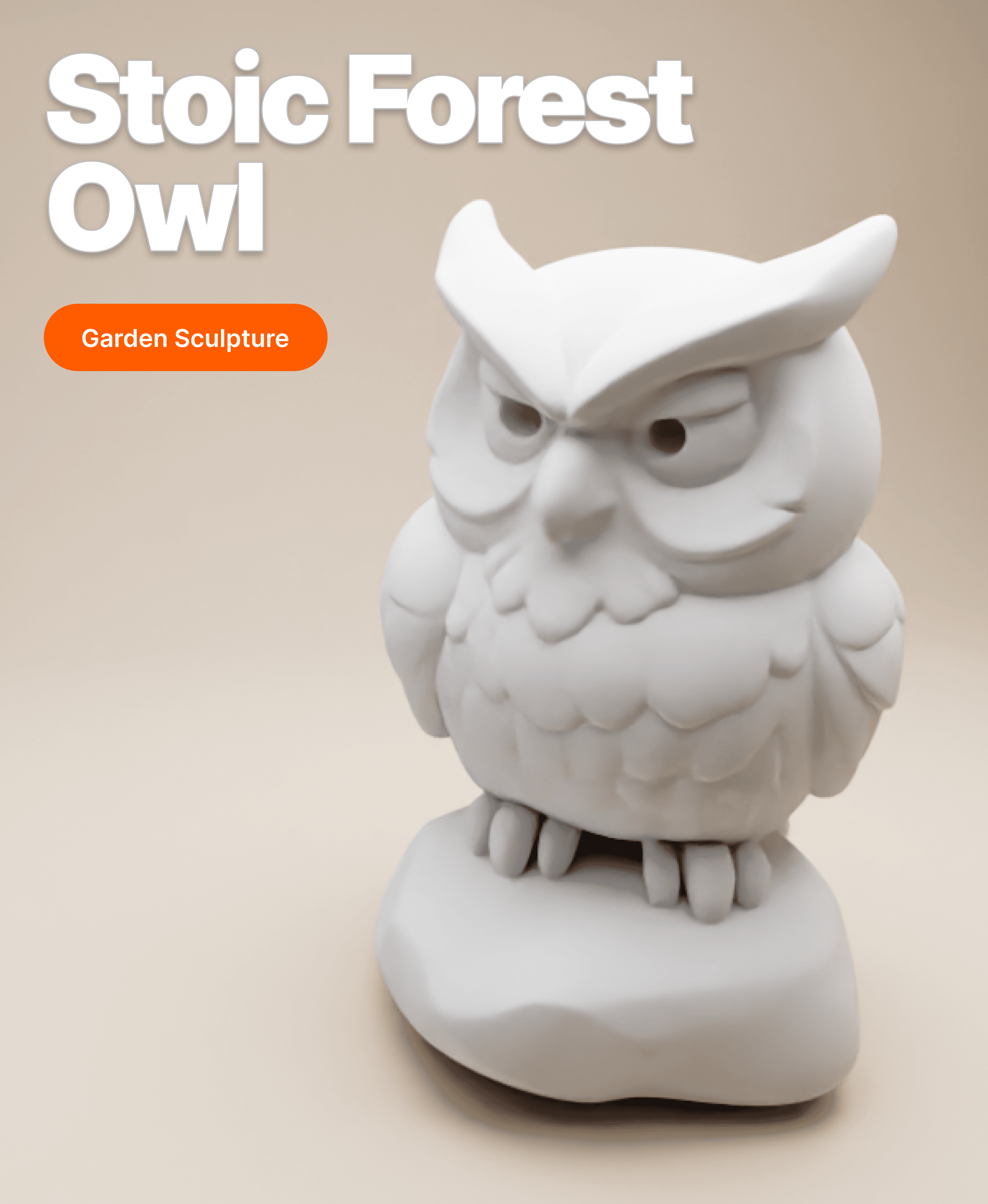 Owl Guardian Bust (Whimsical Clay Style) 3d model