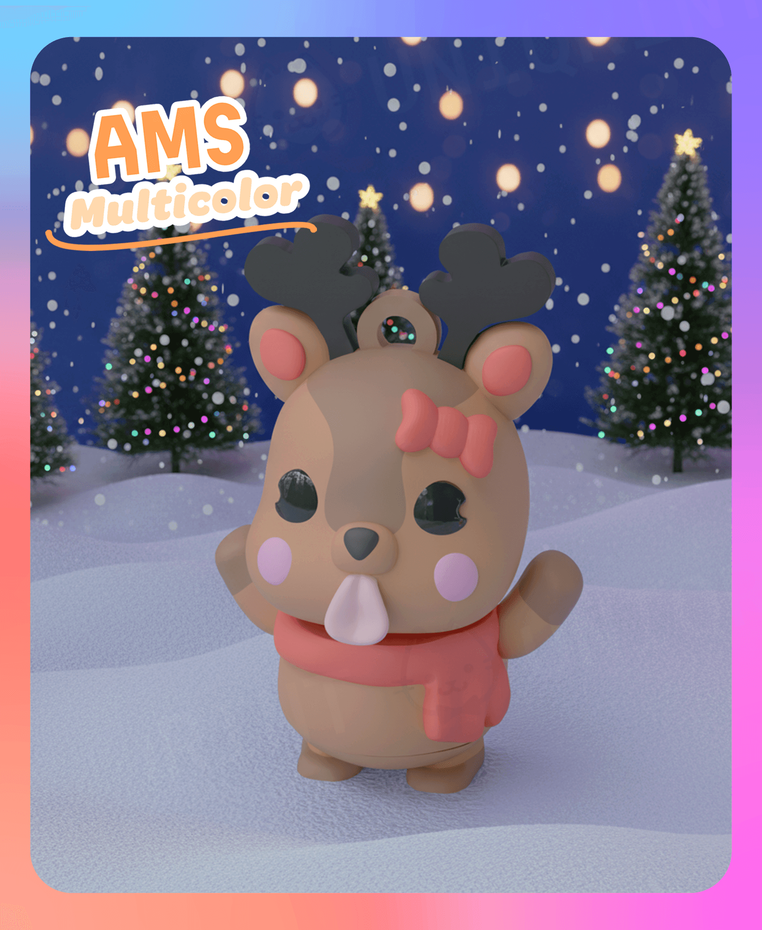 Flexi Reindeer Keychain B (Multicolor) 3d model