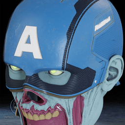 Zombie Captain America Helmet 3D Printer STL File 3d model
