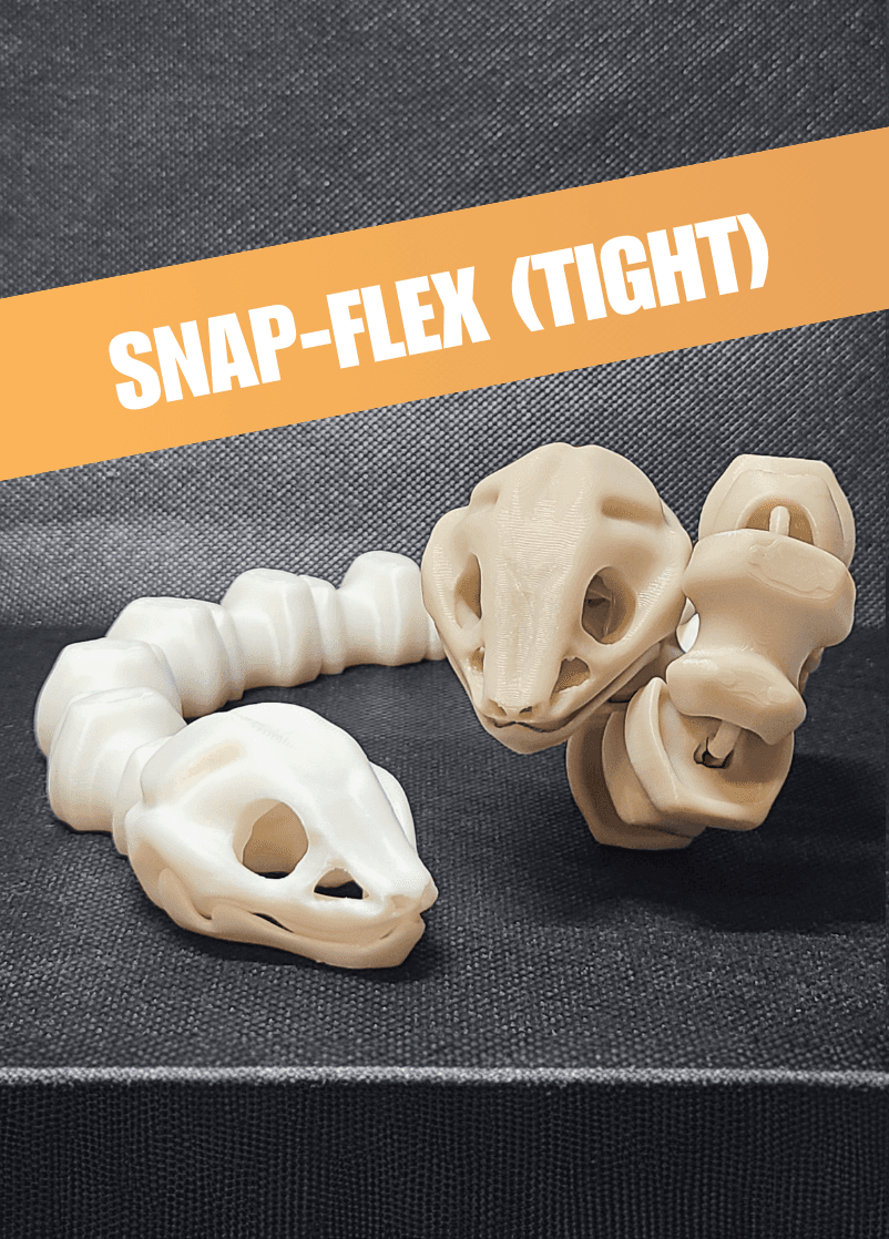 Sleek-Eyed Bone Snake (Tight) - Articulated Snap-Flex Fidget 3d model