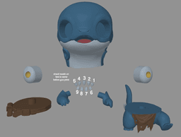 Chibi Shark Monster STL | Fantasy Figure 3D Print | No AMS 3d model