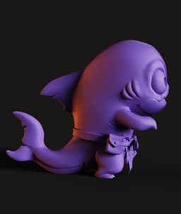 Chibi Shark Monster STL | Fantasy Figure 3D Print | No AMS 3d model