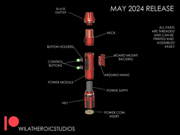 Red Ranger Lightsaber w LED Blade Prop 3d model
