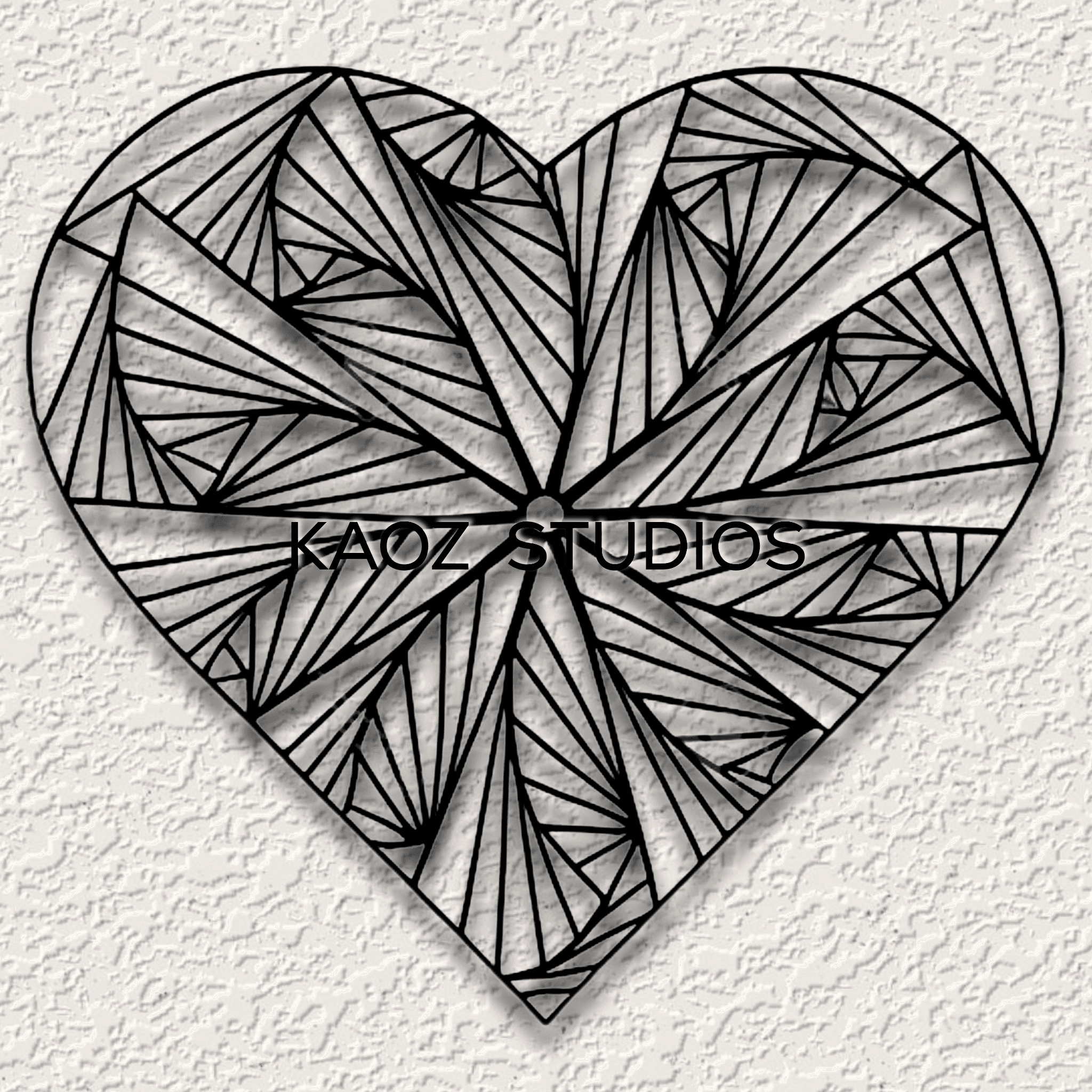 heart wall art mosaic wall decor pinwheel decoration optical illusion 3d model