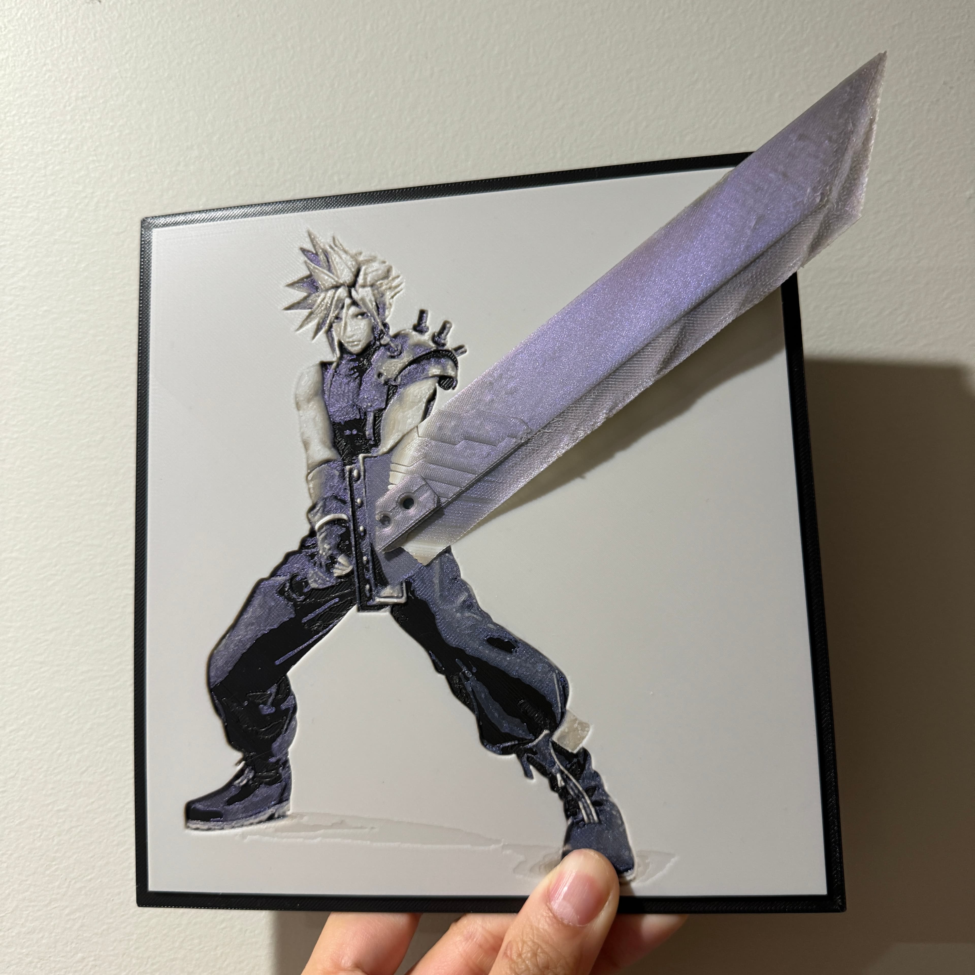 Cloud Strife with Buster Sword Pop Art - Hueforge Hybrid 3d model