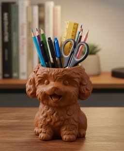 Adorable Poodle Dog Desk Organizer 3d model