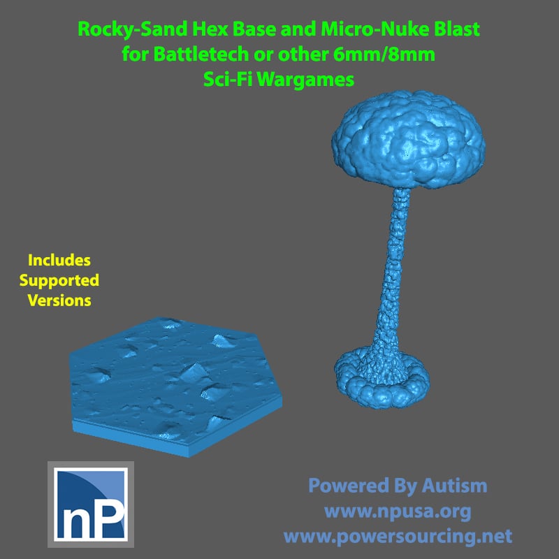 Battletech textured base and micro-nuke blast 3d model