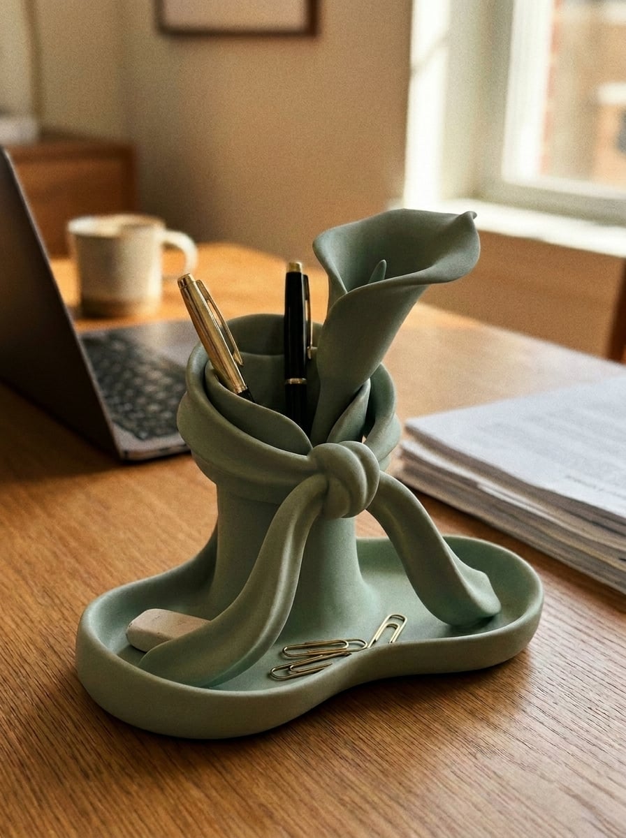 Calla Lily Knot Desk Organizer & Catchall Tray 3d model