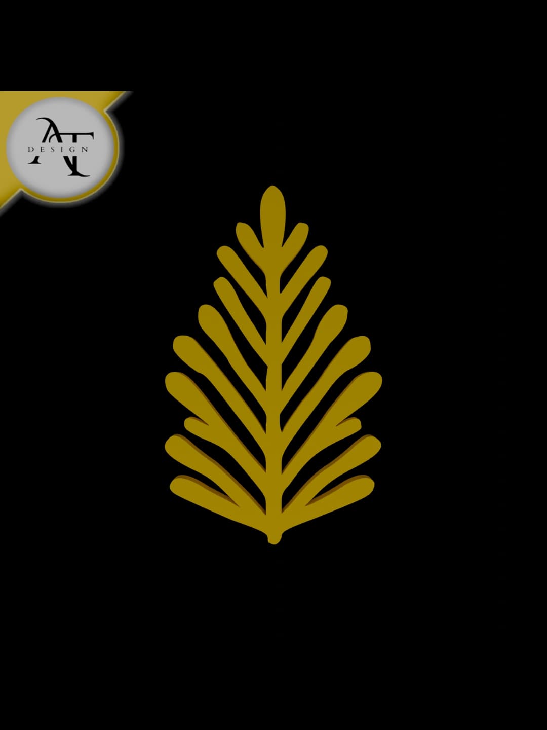 Simple Leaf Symbol - 2D Art 3d model