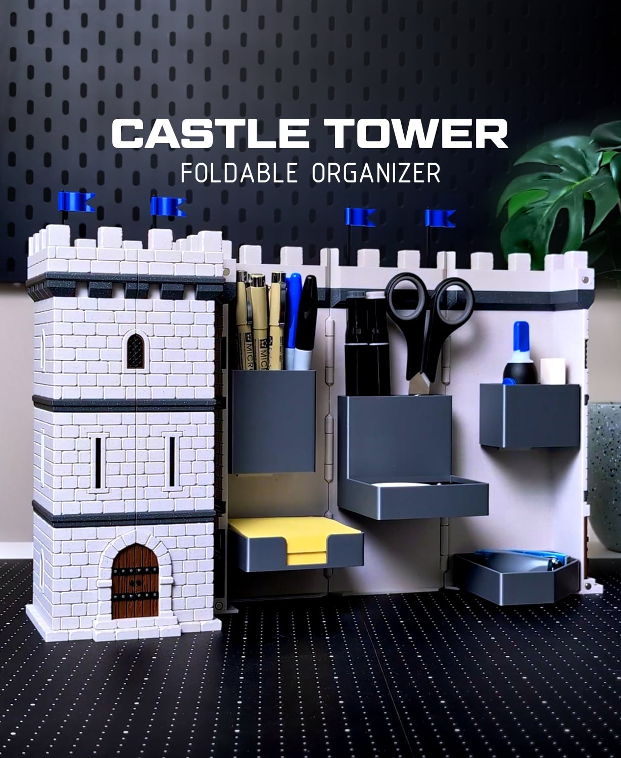 Castle Tower - Foldable Desk Organizer 3d model