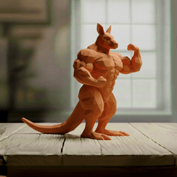 Buff Kangaroo Low Poly - Bodybuilder Marsupial Sculpture 3d model