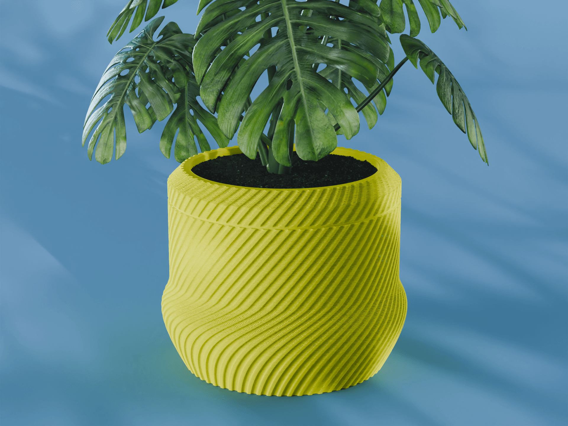 Yuki Planter Pot, Striped Diagonal | Small, Medium, Large | Self Watering and Drip Tray 3d model