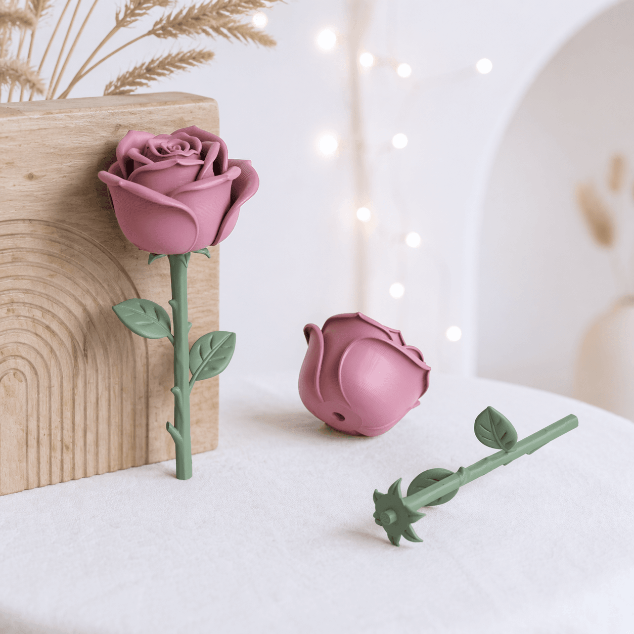 Multicolor Flower Decor Bundle | 5 Different Bloom Designs | Modular Stem Assembly 3d model