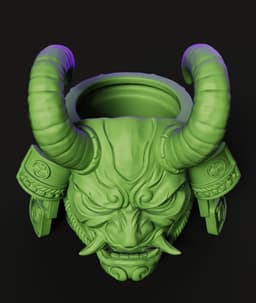 Oni Samurai Mask STL | Japanese 3D Print | Desk Bust 3d model