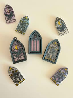 Gothic Lanterns and Stained Glass Clicker Keychain Fidget Toy Bundle 3d model