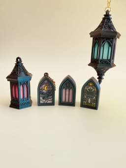 Gothic Lanterns and Stained Glass Clicker Keychain Fidget Toy Bundle 3d model
