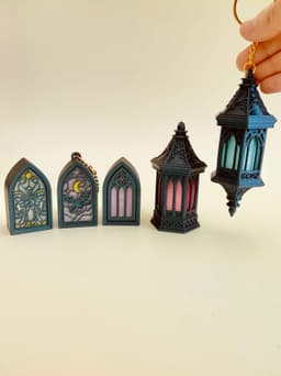 Gothic Lanterns and Stained Glass Clicker Keychain Fidget Toy Bundle 3d model