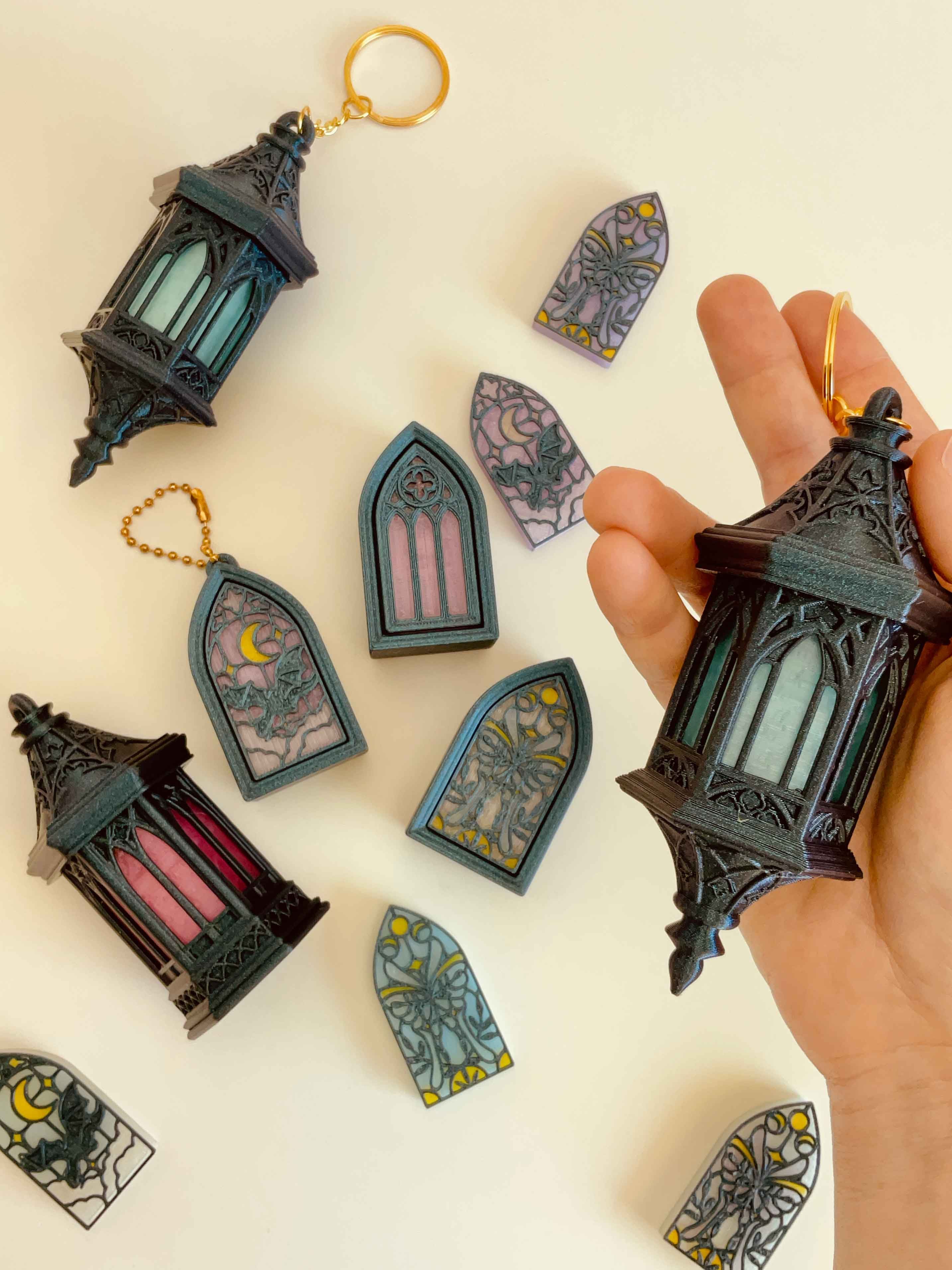 Gothic Lanterns and Stained Glass Clicker Keychain Fidget Toy Bundle 3d model