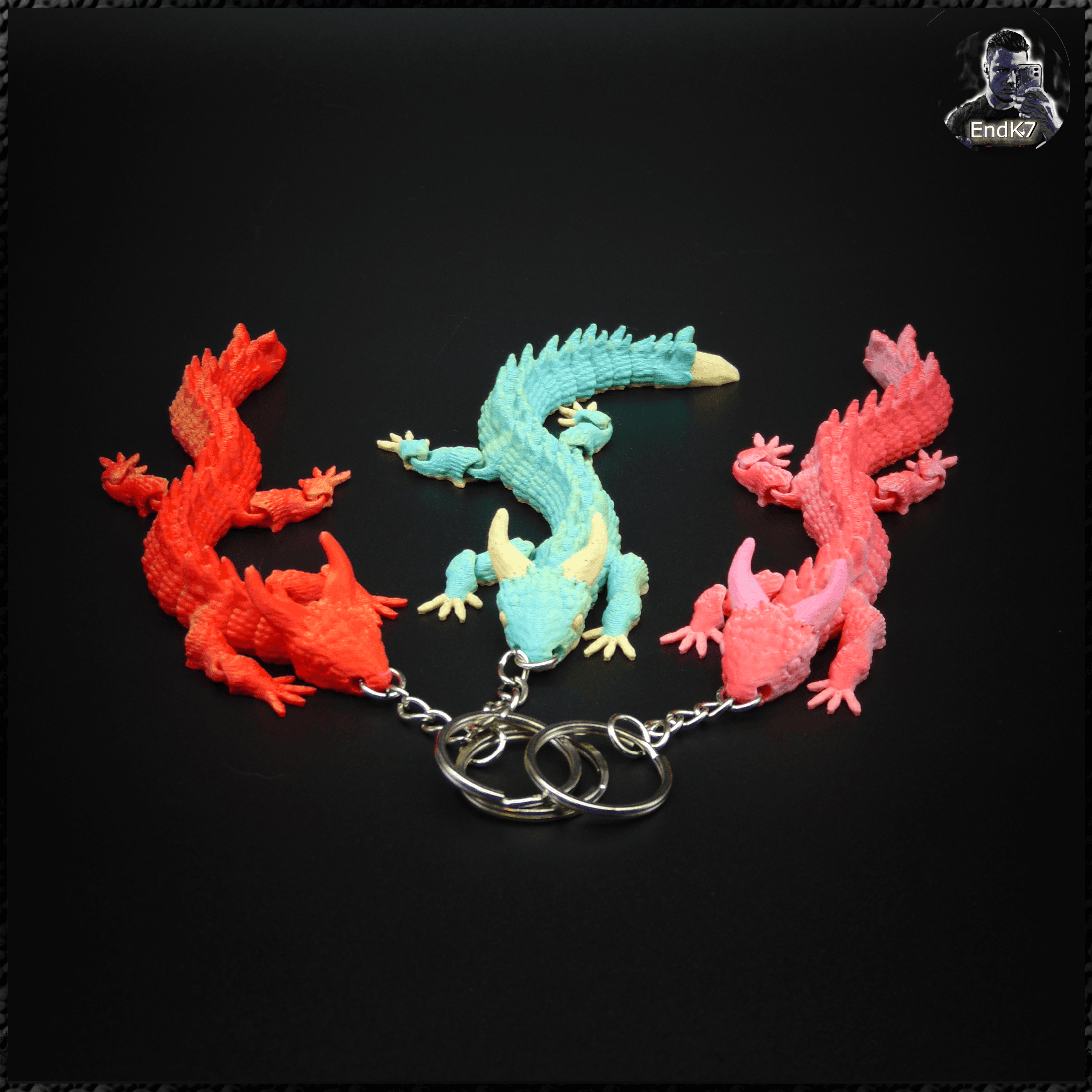 Dragonsnake Keychain! - Articulated - Print in Place - Fidgettoy 3d model