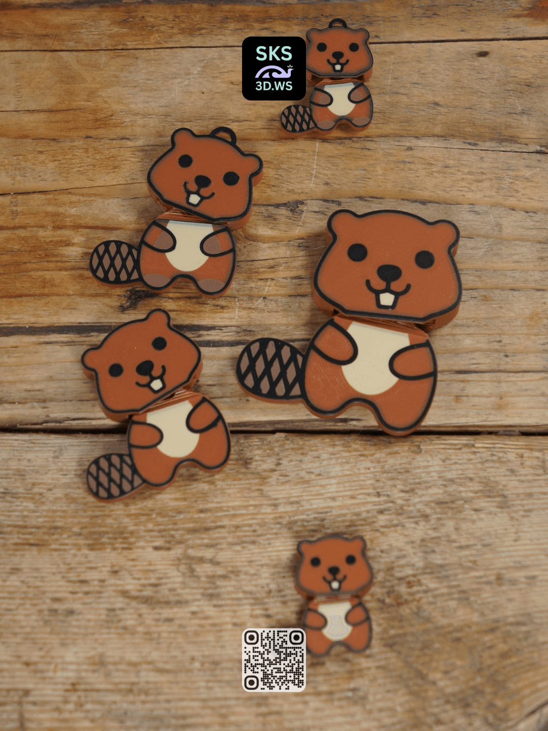 Beaver Wiggle Head Keyring 3d model