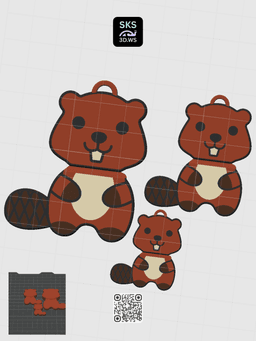 Beaver Wiggle Head Keyring 3d model